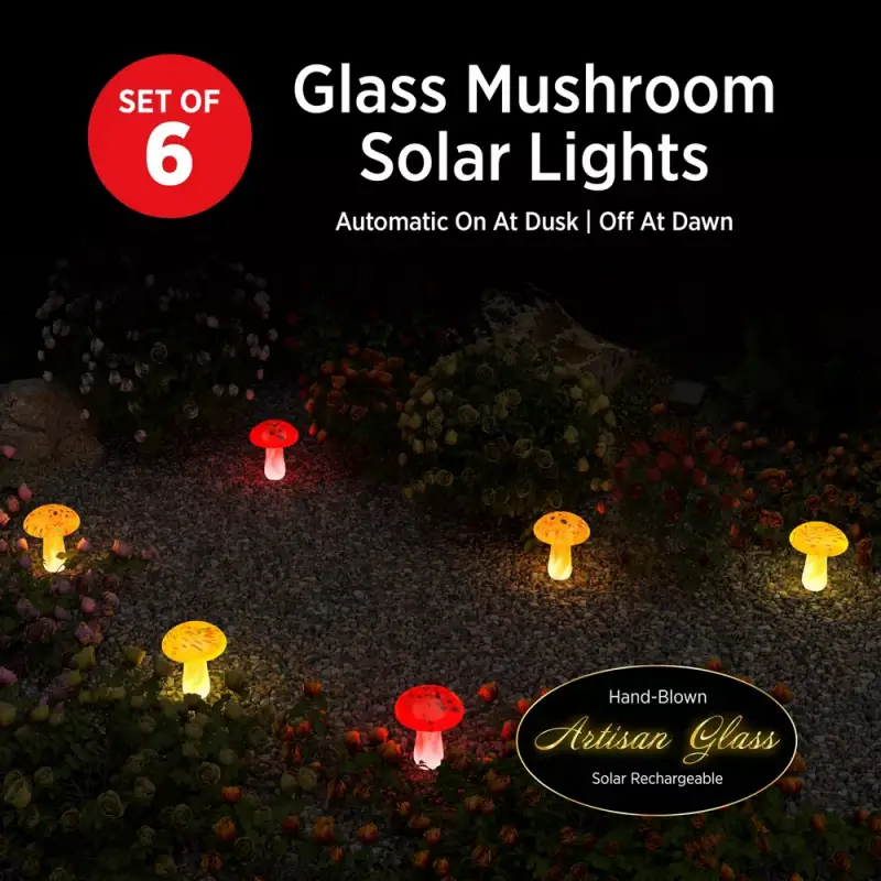 Infinity X1 Glass Solar Mushroom Landscape Lights