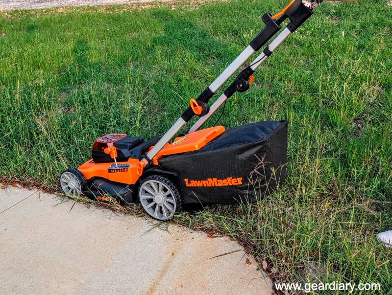 LawnMaster 48V Max 3-in-1 Brushless 19” Cordless Lawn Mower Review: Quiet, Lightweight, and Ready to Cut the Cord 4 The LawnMaster 48V Max 3-in-1 Brushless 19” Cordless Lawn Mower on the author's lawn
