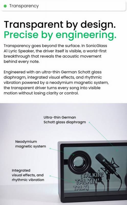 MorningBlues SonicGlass A1 Transparent Speaker Turns Your Music into the Main Event 14 Music Hub 1 speaker controller