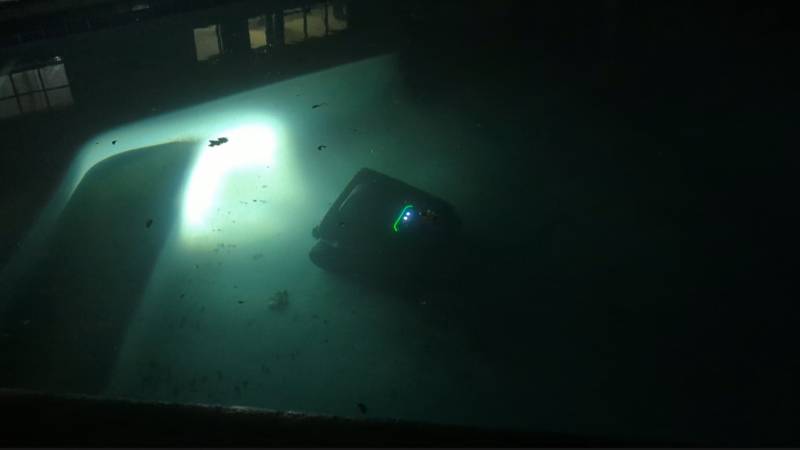 Beatbot AquaSense 2 Ultra AI Robotic Pool Cleaner Review: It Cleans Your Pool Even at Night 40 Beatbot AquaSense 2 Ultra cleaning the pool at night