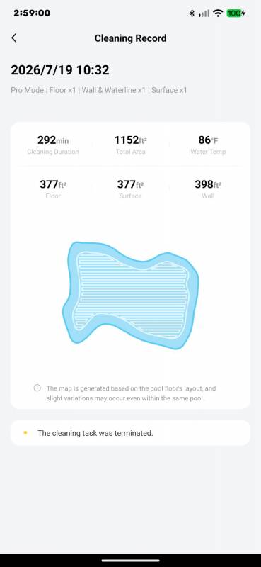 Beatbot AquaSense 2 Ultra AI Robotic Pool Cleaner Review: It Cleans Your Pool Even at Night 60 App post cleaning info