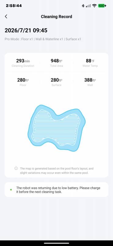 Beatbot AquaSense 2 Ultra AI Robotic Pool Cleaner Review: It Cleans Your Pool Even at Night 62 App post cleaning info