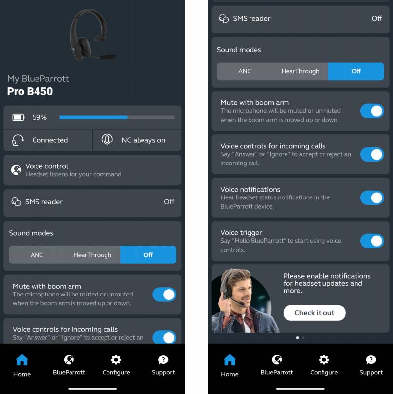BlueParrott Pro B450 Review: A Dream Wireless Headset for Truckers 5 BlueParrott app