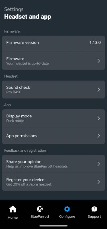 BlueParrott Pro B450 Review: A Dream Wireless Headset for Truckers 8 BlueParrott app
