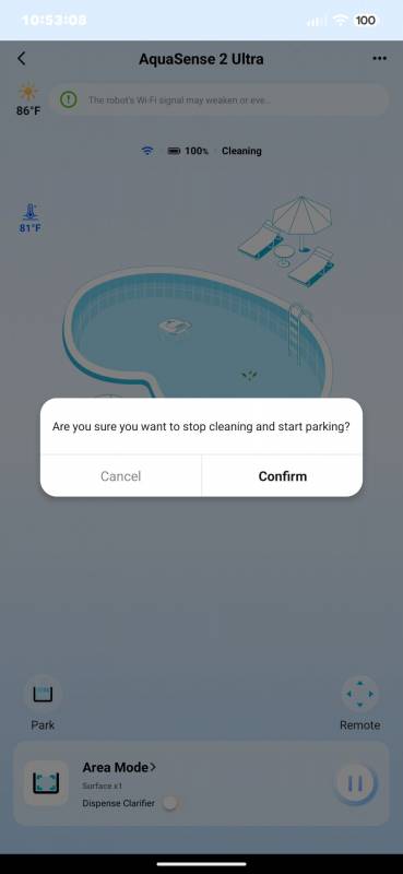 Beatbot AquaSense 2 Ultra AI Robotic Pool Cleaner Review: It Cleans Your Pool Even at Night 67 App parking error