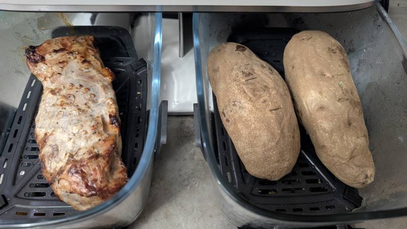 Ninja Crispi DualZone Dual Basket Glass Air Fryer Review: Double the Cooking, without the Coated Baskets 4 Food cooked in the Ninja Crispi DualZone