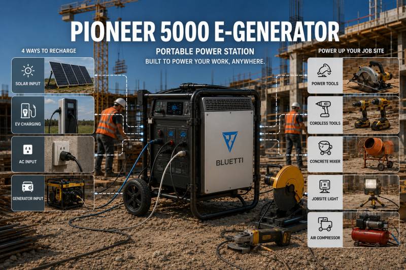 BLUETTI’s IFA 2026 Lineup Puts Batteries to Work at Home, on the Road, and on the Jobsite 10 BLUETTI Pioneer 5000 E-Generator