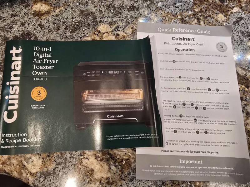 Cuisinart 10-in-1 Digital Toaster Oven Air Fryer Review: A Countertop Multitasker That Earns Its Keep 2 Cuisinart 10-in-1 Digital Toaster Oven Air Fryer instruction booklet