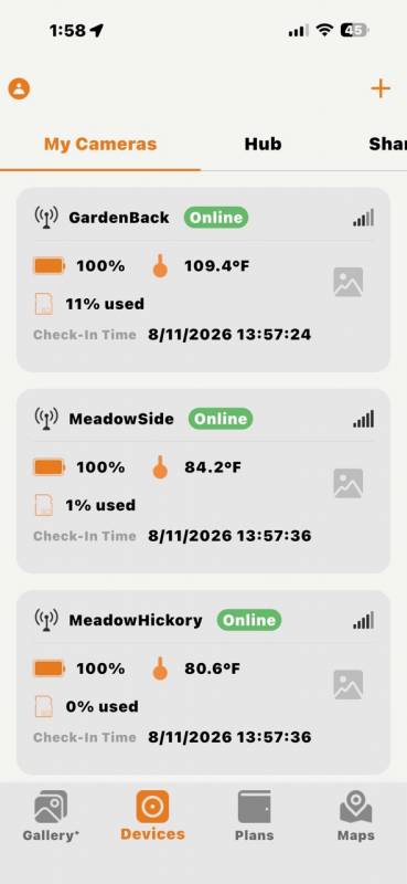 GardePro Link 1.0 Long-Range WiFi Trail Camera Review: The Trail Camera System I Liked Enough to Buy More of Myself 19 GardePro app screenshot showing 5 cameras