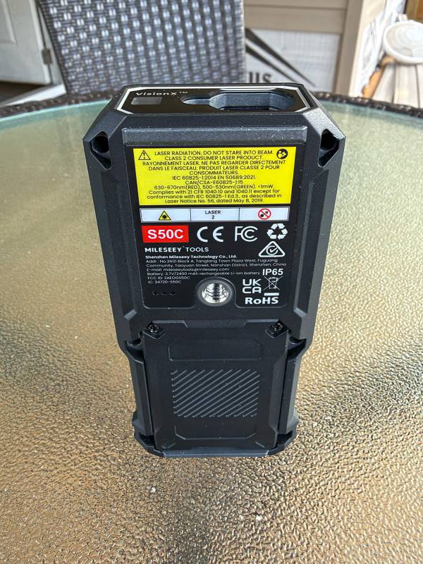 Mileseey S50C with Camera and Mileseey S50 Green-Beam Laser Measures Review: Ditch the Tape Measure and Get Seriously Precise 10 Mileseey S50C underside