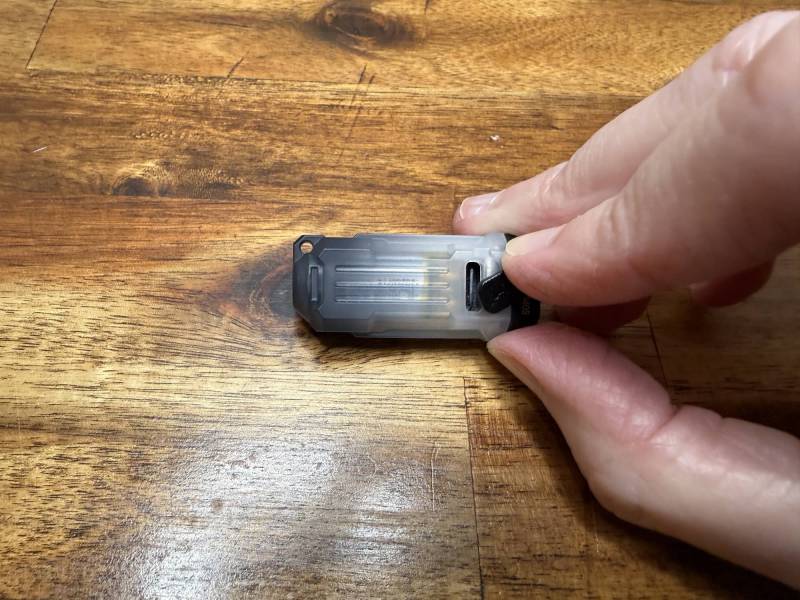 Wuben E2 Pulse Flashlight Review: A Tiny EDC Flashlight for Your Keychain 9 Wuben E2 Pulse flashlight charging port exposed