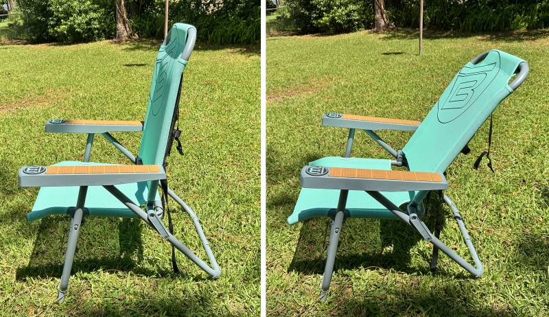 BOTE MULE Outpost Chair Review: Big Comfort, Backpack Portability, and a Proprietary Catch 10 BOTE MULE Outpost Chair side view in different recline angles