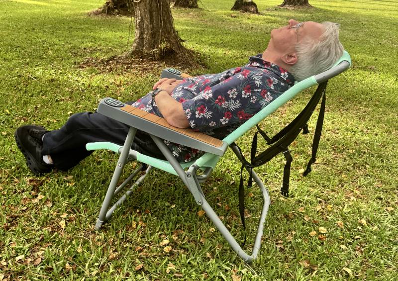 BOTE MULE Outpost Chair Review: Big Comfort, Backpack Portability, and a Proprietary Catch 14 BOTE MULE Outpost Chair in nap mode