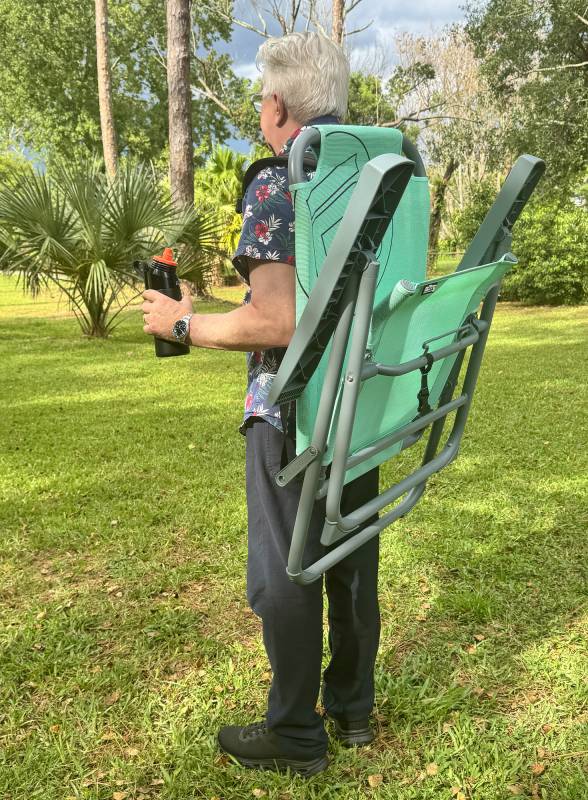 BOTE MULE Outpost Chair Review: Big Comfort, Backpack Portability, and a Proprietary Catch 11 BOTE MULE Outpost Chair wearing as a backpack