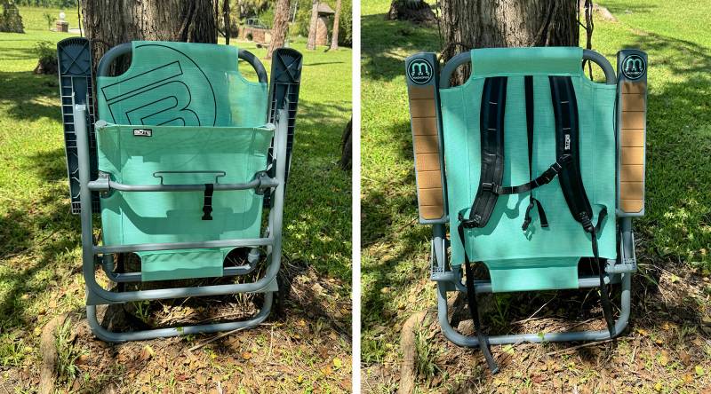 BOTE MULE Outpost Chair Review: Big Comfort, Backpack Portability, and a Proprietary Catch 8 BOTE MULE Outpost Chair folded view
