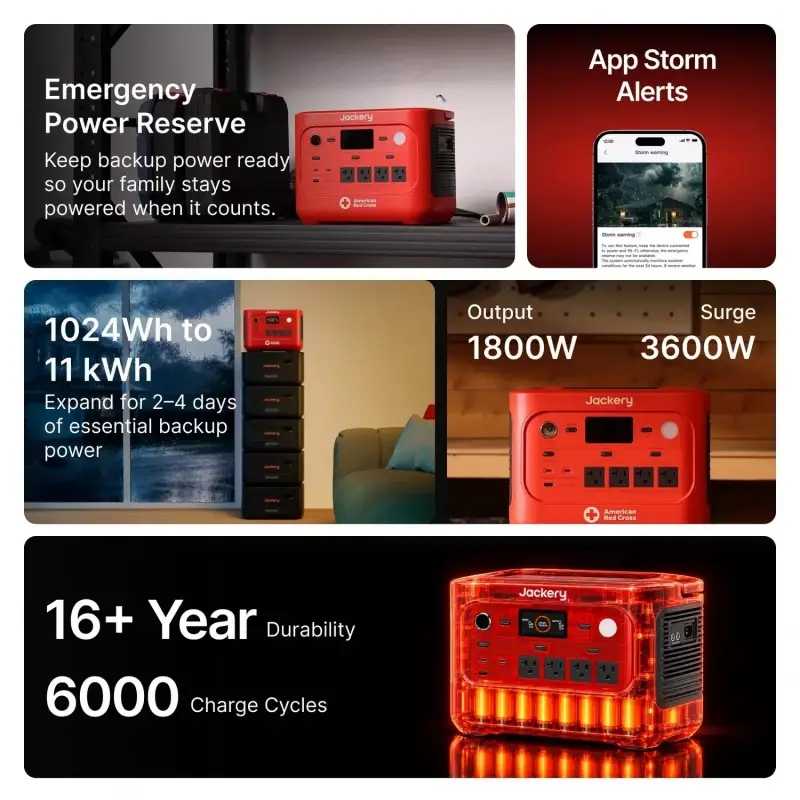 These Jackery Red Cross Edition Power Stations Prepare for Outages Before the Lights Go Out 4 Jackery HomePower 1000 Plus v2 Red Cross Edition Power Station