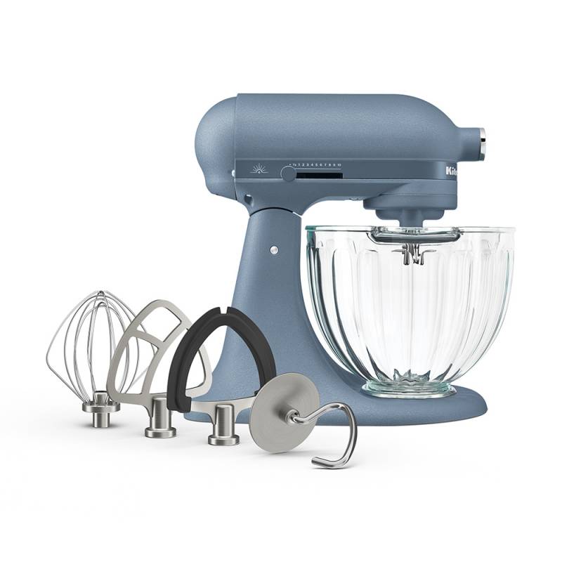 KitchenAid Design Series Luminaire Lights Up the Countertop with an Illuminated Glass Bowl and Blue Peppercorn Style 8 KitchenAid Design Series Luminaire Stand Mixer