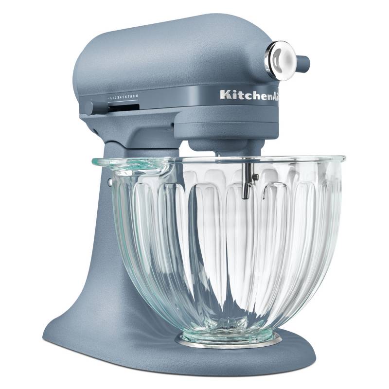 KitchenAid Design Series Luminaire Lights Up the Countertop with an Illuminated Glass Bowl and Blue Peppercorn Style 3 KitchenAid Design Series Luminaire Stand Mixer