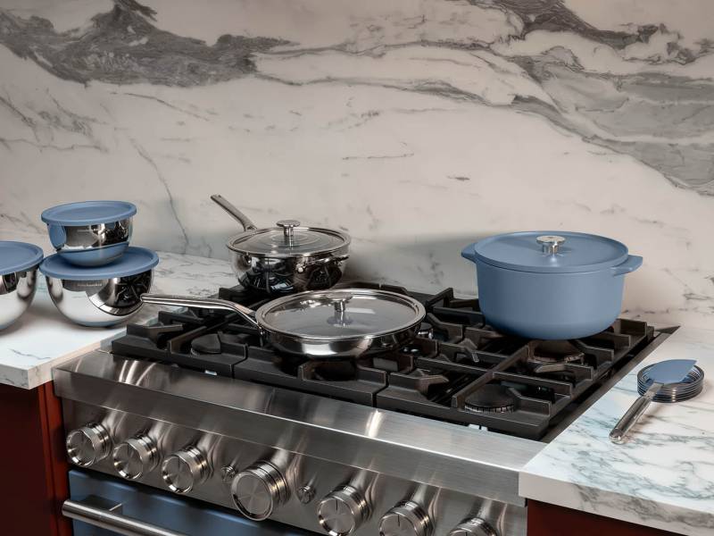 KitchenAid Design Series Luminaire Lights Up the Countertop with an Illuminated Glass Bowl and Blue Peppercorn Style 10 KitchenAid Design Series Luminaire capsule cookware collection