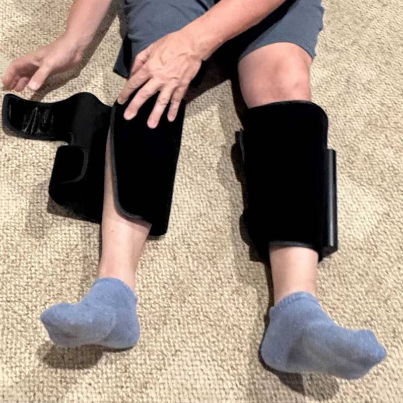 NekTeck Airflow Go Cordless Air Compression Calf and Leg Massager Review: Portable, Powerful and Easy to Use! 12 NekTeck Airflow Go Cordless Air Compression Calf and Leg Massager wrapping on leg
