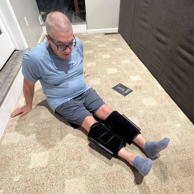 NekTeck Airflow Go Cordless Air Compression Calf and Leg Massager Review: Portable, Powerful and Easy to Use! 16 NekTeck Airflow Go Cordless Air Compression Calf and Leg Massager in use
