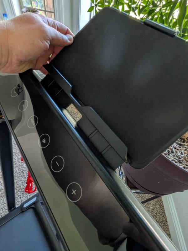 UREVO FoldiMix 5L Smart Treadmill Review: A Great Portable Treadmill That Packs Away Easily 12 UREVO FoldiMix 5L Smart Treadmill phone/tablet holder.