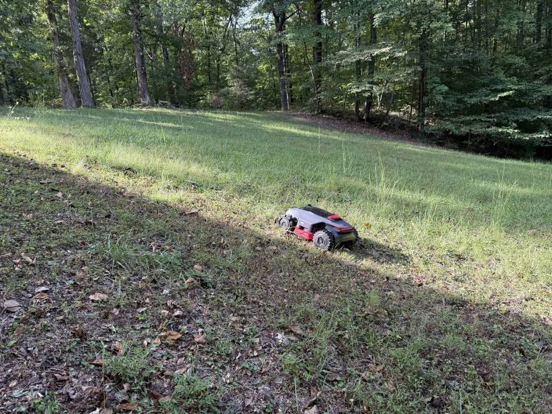MOVA LiDAX Ultra 2000 AWD Robotic Lawn Mower Review 24 MOVA LiDAX Ultra 2000 mowing down a hill