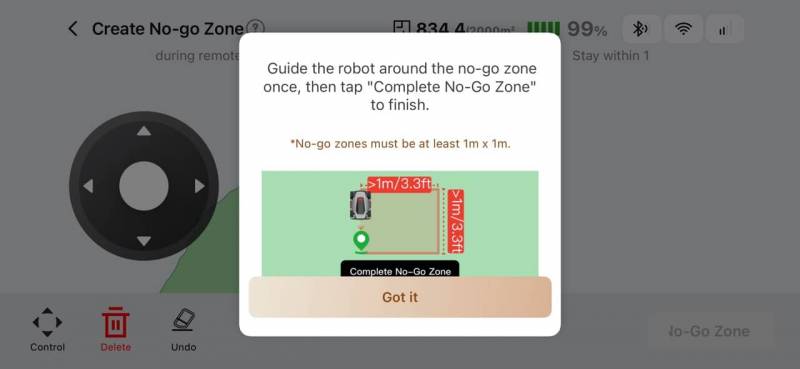 MOVA LiDAX Ultra 2000 AWD Robotic Lawn Mower Review 28 MOVA app mapping a no-go zone