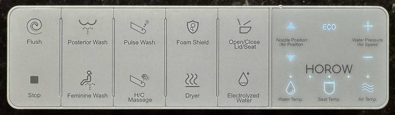 Horow X70 Smart Toilet Review: It’s Far Smarter Than an Average Toilet 16 Horow X70 Smart Toilet controller lights