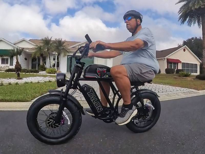 The author riding the Talonebike Talon T787 Patriot Limited Edition Dual Motor Ebike