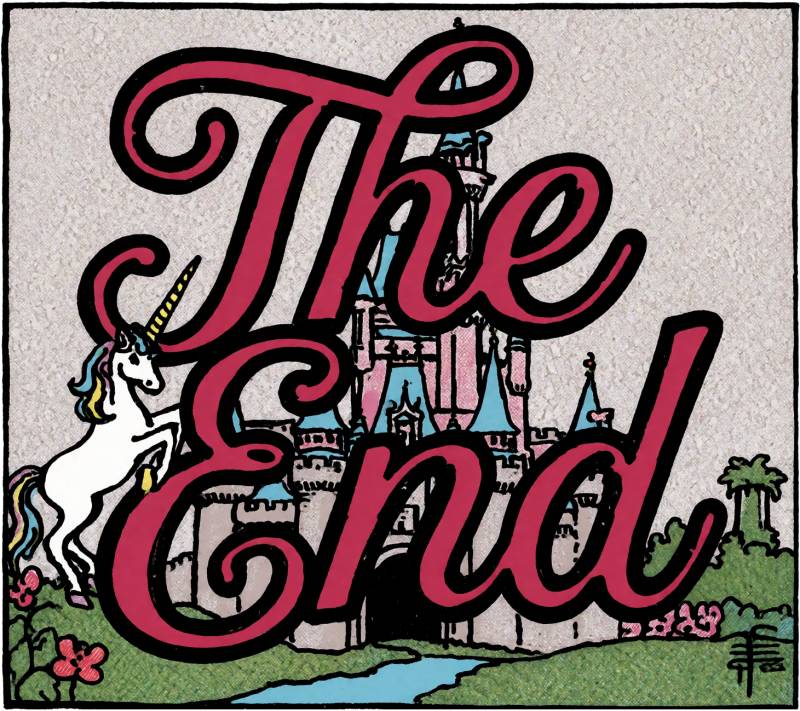 My Descent Into the Seven Circles of Whirlpool: How a Defective Oven Became a Customer Service Disaster 17 A graphic showing a castle and a unicorn, with THE END written in cursive over the picture.