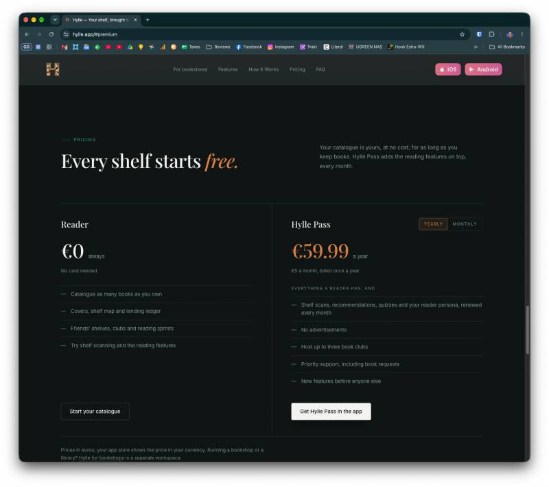Hylle Review: Catalog Your Bookshelf by Photo With This AI Book Scanner App 10 Hylle pricing