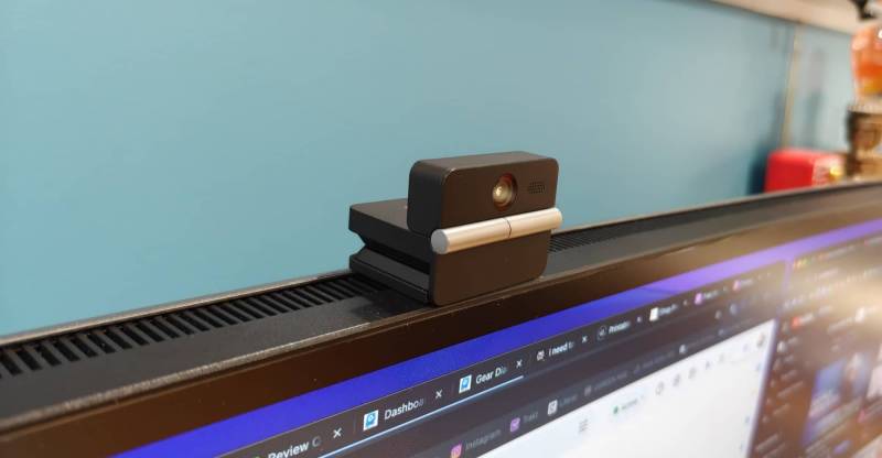 OBSBOT Meet Flip Webcam Review: A Pocket-Size 4K Webcam That Folds Away When You’re Done 11 OBSBOT Meet Flip on a monitor