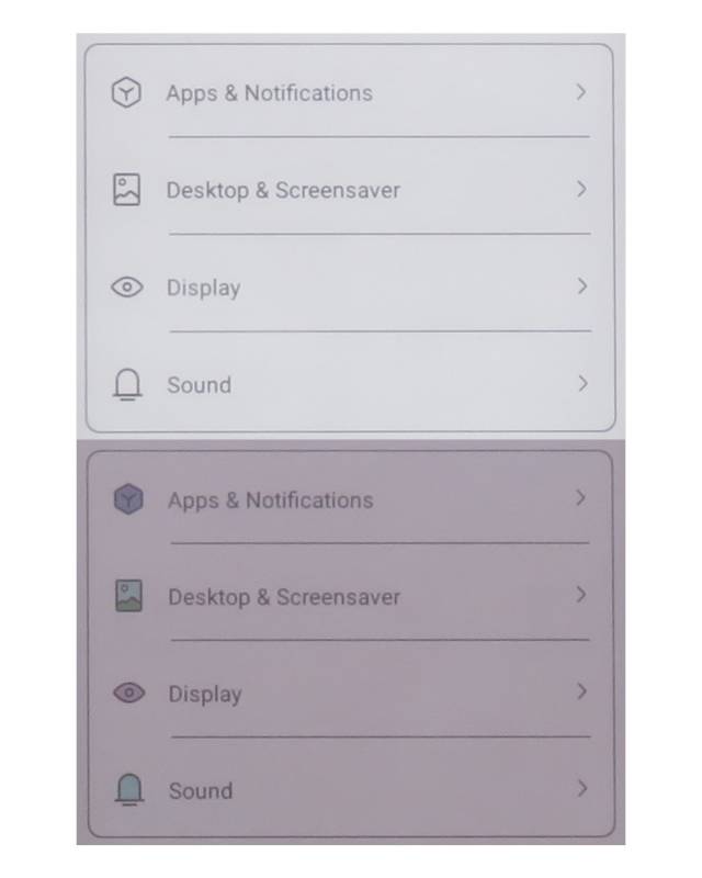 ePaper Fans, Rejoice! E Ink Just Announced a New Kaleido 4 Color Panel! 3 Kaleido 3 displays are noticeably dimmer than current-generation monochrome panels. (Top: BOOX Palma 2; Bottom: BOOX Palma 2 Pro)