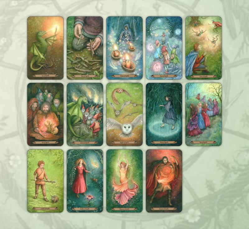 Forest of Enchantment Tarot Kit: A Gorgeous Germanic Folklore Deck That Invites You to Read Beyond the Cards 8 The suit of Spells in the Forest of Enchantment Tarot